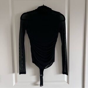 Black Mesh Long Sleeve Top